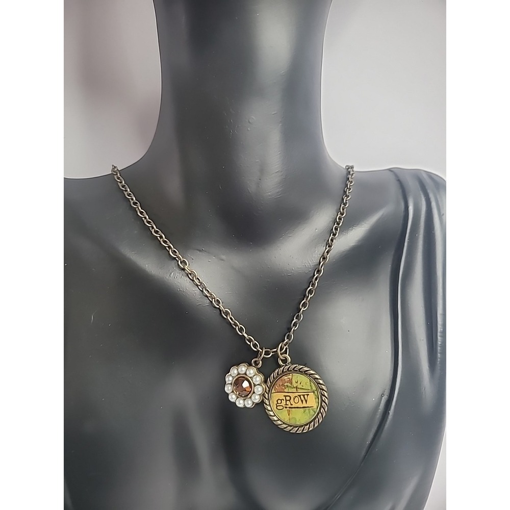 New Demdaco Studio  Grow Charm Necklace Gold Tone Charms Beaded Jewelry Costume